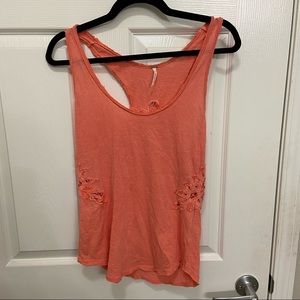 Pink/Orange Free People lace cutout tank